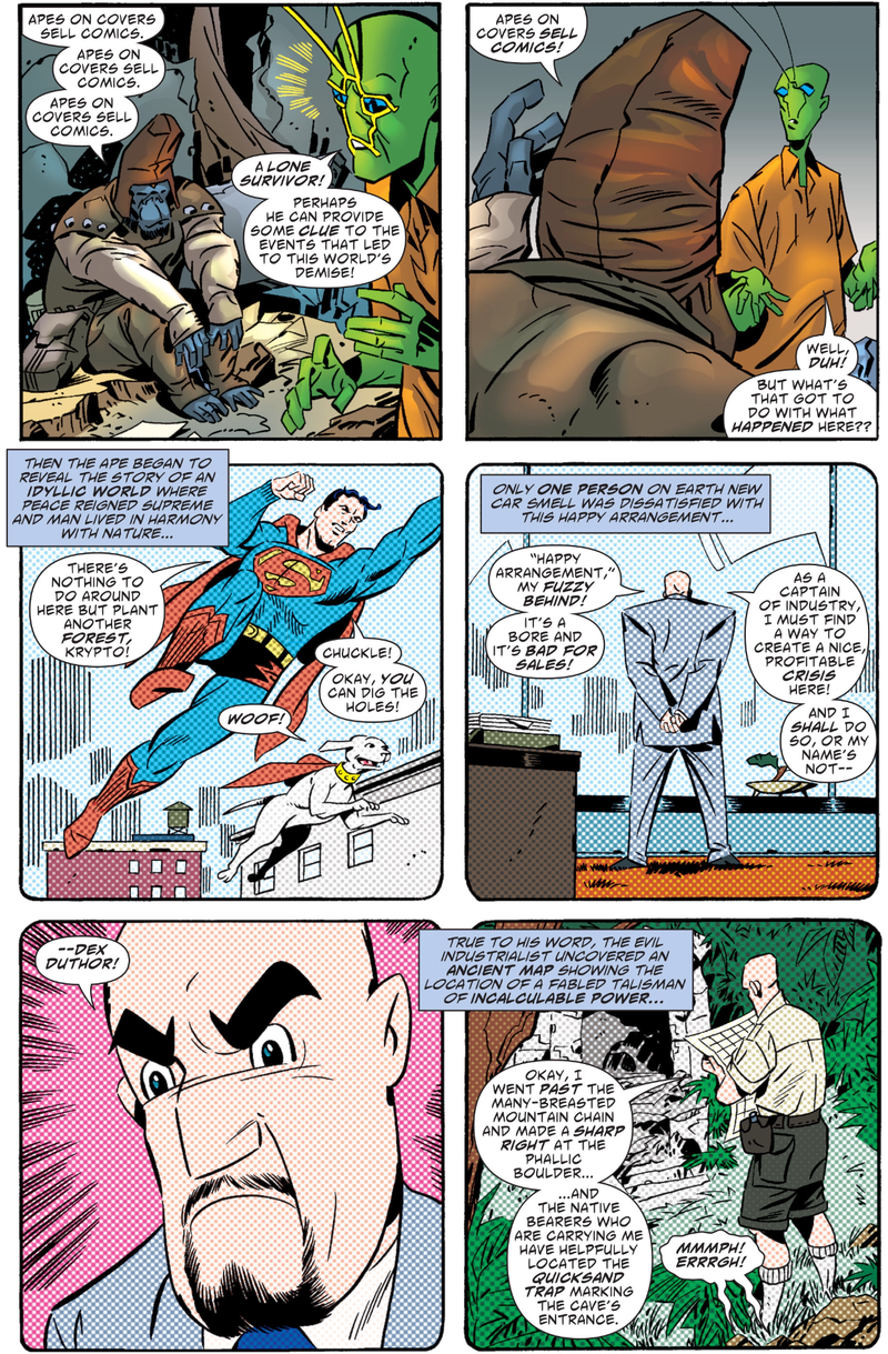 DC Comics’ top editor Dan DiDio gets sent up as an evil manipulator of realities.